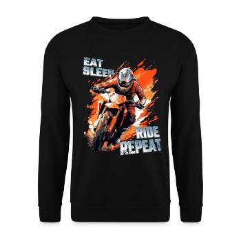 Eat Sleap Ride Repeat - Dirtbike Motocross Spruch - Unisex Sweatshirt - black - Front - Alina (178cm) & Michal (187cm)