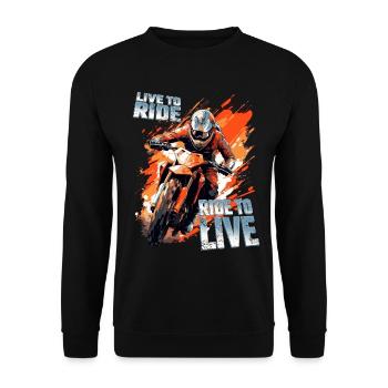 Live to ride ride to live - Dirtbike Motocross - Unisex Pullover - Schwarz - Vorne - Alina (178cm) & Michal (187cm)