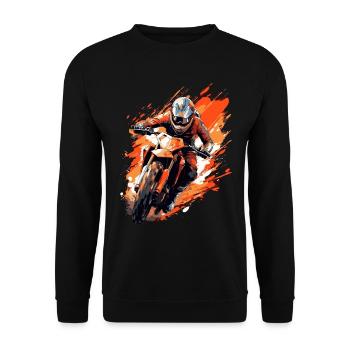 Cooles MotoX Design - Dirtbike Motocross Biker - Unisex Pullover - Schwarz - Vorne - Alina (178cm) & Michal (187cm)
