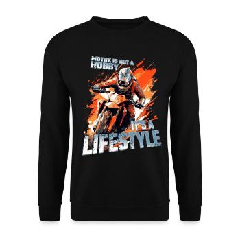 MotoX is not a hobby - Dirtbike Motocross Spruch - Unisex Sweatshirt - black - Front - Alina (178cm) & Michal (187cm)
