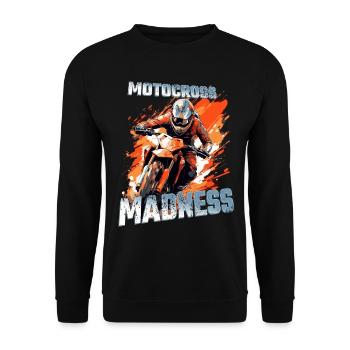 Motocross Madness - Dirtbike Motocross Spruch - Unisex Pullover - Schwarz - Vorne - Alina (178cm) & Michal (187cm)