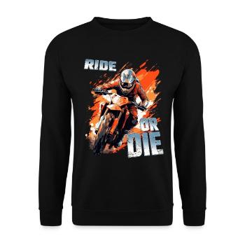 Ride Or Die - Cooler Dirtbike Motocross Spruch - Unisex Pullover - Schwarz - Vorne - Alina (178cm) & Michal (187cm)