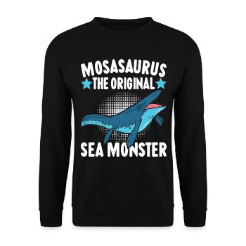 Mosasaurus Dinosaurier - Unisex Pullover - Schwarz - Vorne - Alina (178cm) & Michal (187cm)