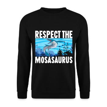 Mosasaurus Dinosaurier - Unisex Pullover - Schwarz - Vorne - Alina (178cm) & Michal (187cm)