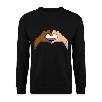 Non Binary Pride Genderqueer - Unisex Sweatshirt - black - Front - Alina (178cm) & Michal (187cm)