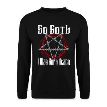 Satan Beelzebub Teufel Gothic Pentagram Mystisch - Unisex Pullover - Schwarz - Vorne - Alina (178cm) & Michal (187cm)