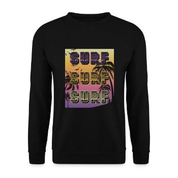 SURF SURF SURF Sunset Design für den Sommer - Unisex Pullover - Schwarz - Vorne - Alina (178cm) & Michal (187cm)
