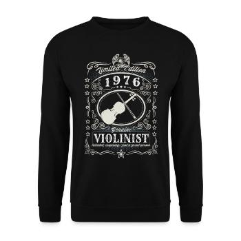 Vintage 1976 Violinist Birthday Gift Hobby - Unisex Sweatshirt - black - Front - Alina (178cm) & Michal (187cm)