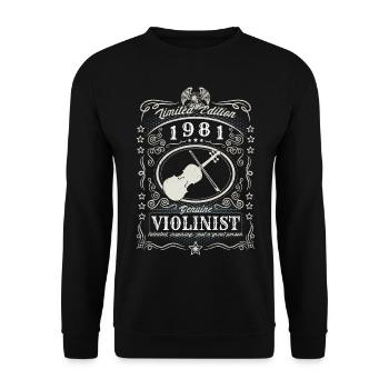 Vintage 1981 Violoniste Cadeau d’anniversaire Hobby - Sweat-shirt Unisexe - noir - Devant - Alina (178cm) & Michal (187cm)