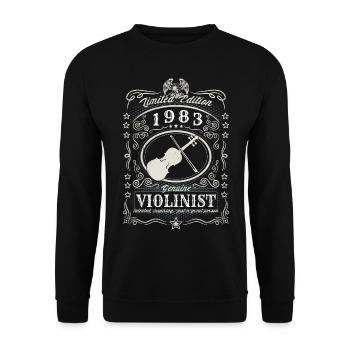 Vintage 1983 Violinist Birthday Gift Hobby - Unisex Sweatshirt - black - Front - Alina (178cm) & Michal (187cm)