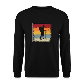 Wandern Retro - Unisex Pullover - Schwarz - Vorne - Alina (178cm) & Michal (187cm)