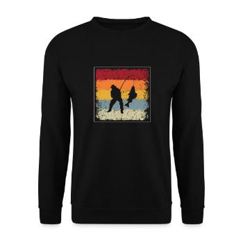 Fishing Retro - Unisex Sweatshirt - black - Front - Alina (178cm) & Michal (187cm)