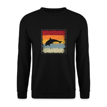 Delfin Retro - Unisex Pullover - Schwarz - Vorne - Alina (178cm) & Michal (187cm)