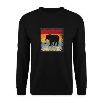 Elefant Retro - Unisex Pullover - Schwarz - Vorne - Alina (178cm) & Michal (187cm)