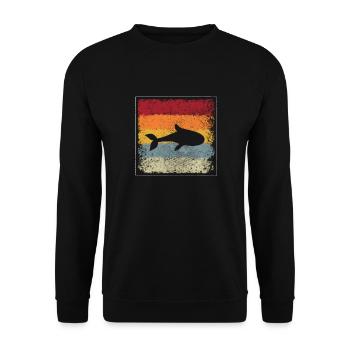 Fish Retro - Unisex Sweatshirt - black - Front - Alina (178cm) & Michal (187cm)