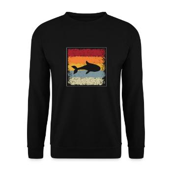 Fish Retro - Unisex Sweatshirt - black - Front - Alina (178cm) & Michal (187cm)