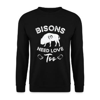World Wildlife Day Retro Bison Wildlife Animal - Unisex Sweatshirt - black - Front - Alina (178cm) & Michal (187cm)