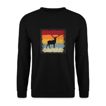 Hirsch Retro - Unisex Sweatshirt - black - Front - Alina (178cm) & Michal (187cm)