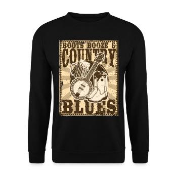 Country music cowboy boots and blues booze bear - Unisex Sweatshirt - black - Front - Alina (178cm) & Michal (187cm)