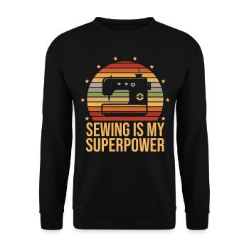 Sewing is my superpower Sewerage Quilting - Unisex Sweatshirt - black - Front - Alina (178cm) & Michal (187cm)