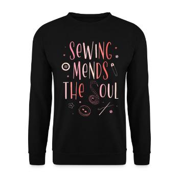 Nähen, Flicken, Die Seele, Kanalisation, Quilten, - Unisex Pullover - Schwarz - Vorne - Alina (178cm) & Michal (187cm)