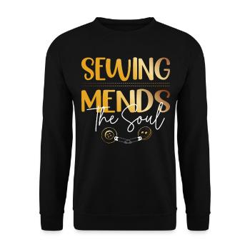 Nähen, Flicken, Die Seele, Kanalisation, Quilten, - Unisex Pullover - Schwarz - Vorne - Alina (178cm) & Michal (187cm)