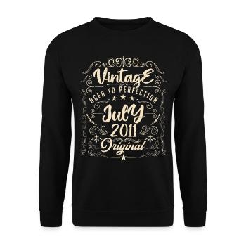 Vintage Né(e) en juillet 2011 anniversaire Juillet - Sweat-shirt Unisexe - noir - Devant - Alina (178cm) & Michal (187cm)