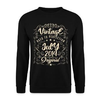 Jahrgang Geboren im Juli 2014 Jubiläum Juli - Unisex Pullover - Schwarz - Vorne - Alina (178cm) & Michal (187cm)