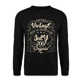 Jahrgang Geboren im Juli 2007 Jubiläum Juli - Unisex Pullover - Schwarz - Vorne - Alina (178cm) & Michal (187cm)