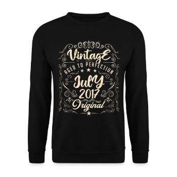 Jahrgang Geboren im Juli 2017 Jubiläum Juli - Unisex Pullover - Schwarz - Vorne - Alina (178cm) & Michal (187cm)