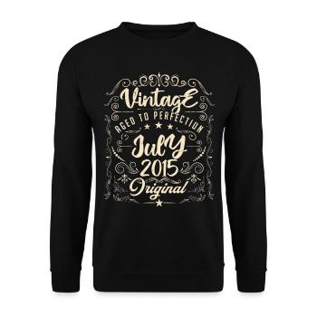 Jahrgang Geboren im Juli 2015 Jubiläum Juli - Unisex Pullover - Schwarz - Vorne - Alina (178cm) & Michal (187cm)