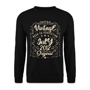 Jahrgang Geboren im Juli 2012 Jubiläum Juli - Unisex Pullover - Schwarz - Vorne - Alina (178cm) & Michal (187cm)