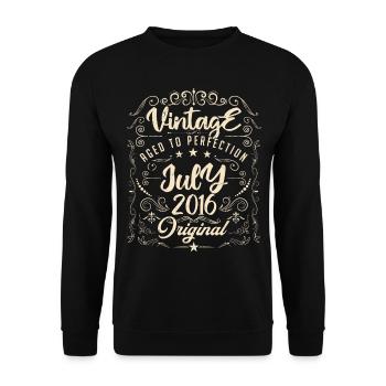 Jahrgang Geboren im Juli 2016 Jubiläum Juli - Unisex Pullover - Schwarz - Vorne - Alina (178cm) & Michal (187cm)