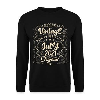 Jahrgang Geboren im Juli 2021 Jubiläum Juli - Unisex Pullover - Schwarz - Vorne - Alina (178cm) & Michal (187cm)