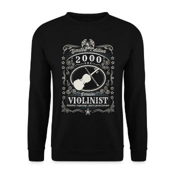 Vintage 2000 Violinist Geburtstag Geschenk Hobby - Unisex Pullover - Schwarz - Vorne - Alina (178cm) & Michal (187cm)