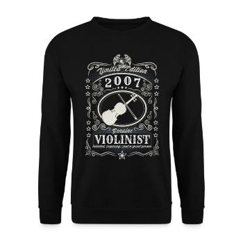 Vintage 2007 Violinist Geburtstag Geschenk Hobby - Unisex Pullover - Schwarz - Vorne - Alina (178cm) & Michal (187cm)