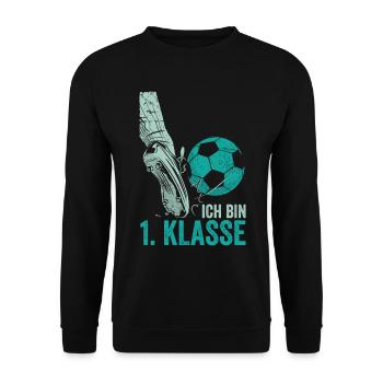 Einschulung 1.Klasse - Unisex Pullover - Schwarz - Vorne - Alina (178cm) & Michal (187cm)