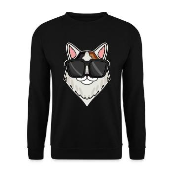 Cool cat with sunglasses - cat breed turquoise - Unisex Sweatshirt - black - Front - Alina (178cm) & Michal (187cm)