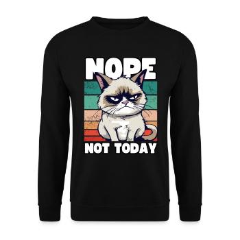 Lustige Grump Cat - Nope, Not Today - Sarkasmus - Unisex Pullover - Schwarz - Vorne - Alina (178cm) & Michal (187cm)
