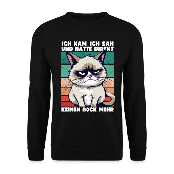 Ich Kam Ich Sah Und Hatte Direkt Keinen Bock Mehr - Unisex Pullover - Schwarz - Vorne - Alina (178cm) & Michal (187cm)