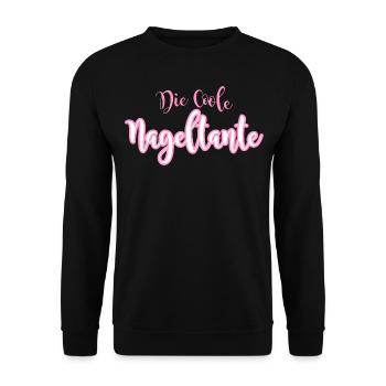 Die Coole Nageltante nageldesign - Unisex Pullover - Schwarz - Vorne - Alina (178cm) & Michal (187cm)