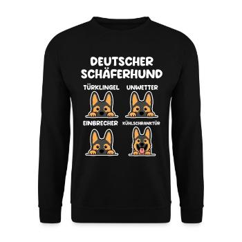 Hund Schäferhund - Unisex Pullover - Schwarz - Vorne - Alina (178cm) & Michal (187cm)