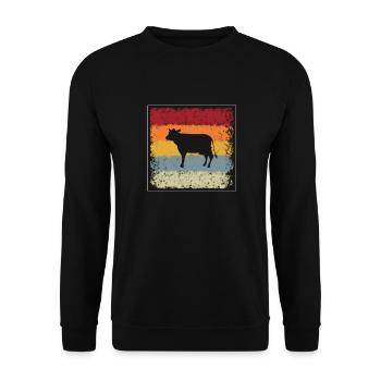 Cow Beef Retro - Unisex Sweatshirt - black - Front - Alina (178cm) & Michal (187cm)