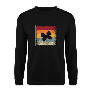 Schmetterling Retro - Unisex Pullover - Schwarz - Vorne - Alina (178cm) & Michal (187cm)