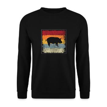 Cochon Rétro - Sweat-shirt Unisexe - noir - Devant - Alina (178cm) & Michal (187cm)