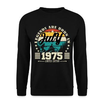 July 1975. Birthday gift July 1975. - Unisex Sweatshirt - black - Front - Alina (178cm) & Michal (187cm)