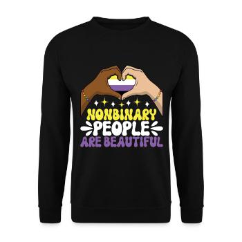 Non Binary Pride Genderqueer - Unisex Sweatshirt - black - Front - Alina (178cm) & Michal (187cm)