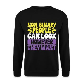 Non Binary Pride Genderqueer - Unisex Sweatshirt - black - Front - Alina (178cm) & Michal (187cm)