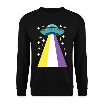 Non Binary Pride Genderqueer - Unisex Sweatshirt - black - Front - Alina (178cm) & Michal (187cm)