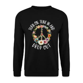 Hippie Peace Sign Peace Flowers Flower Child - Unisex Sweatshirt - black - Front - Alina (178cm) & Michal (187cm)